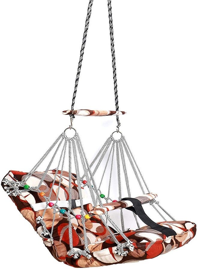 Plenteous أرجوحة قطنية وفيرة للأطفال، قابلة للغسل، مناسبة للأطفال من عمر سنة إلى سنتين، مزودة بحزام أمان، أرجوحة منزلية للحديقة للأطفال، للاستخدام الداخلي والخارجي (متعددة الألوان). - Image 5